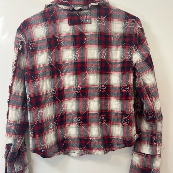 We The Free Georgia flannel plaid embroidered button down shirt. Sz M - Picture 4 of 9